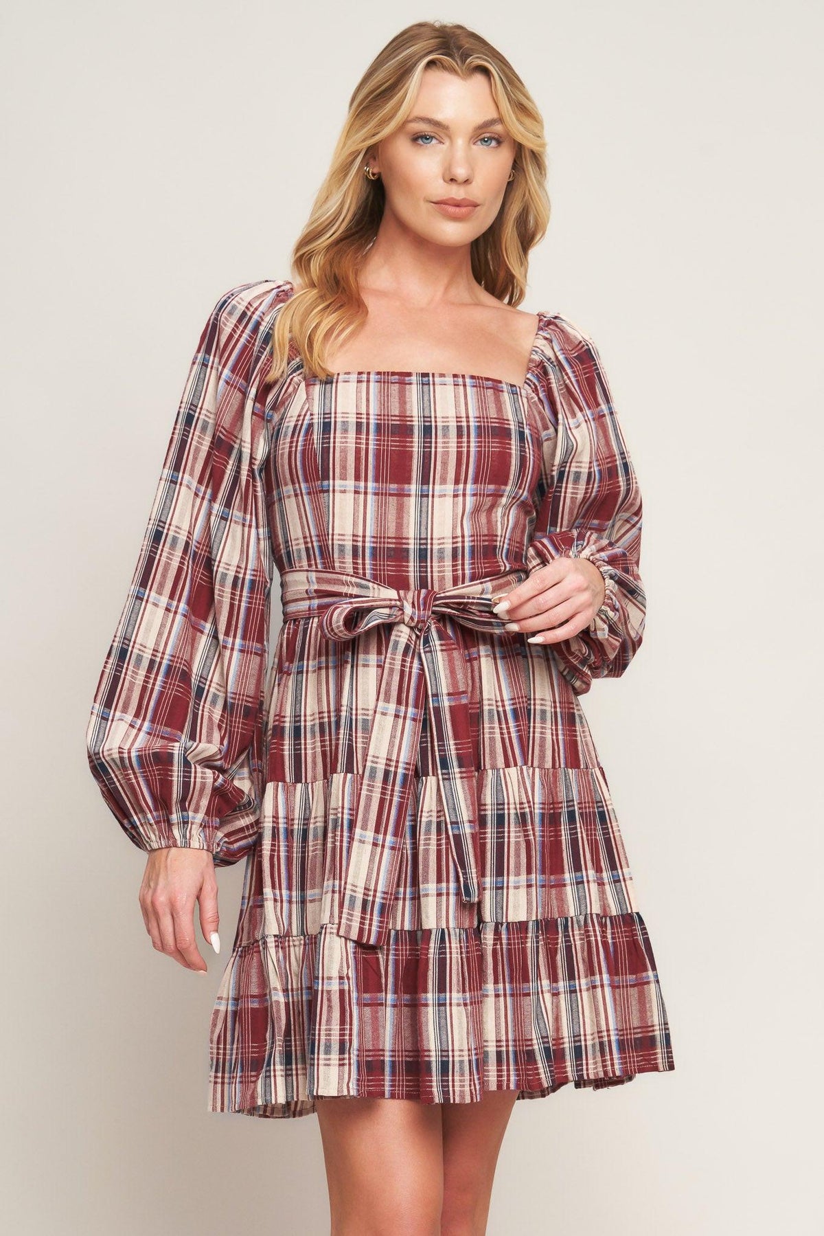 HONEY HUG PLAID MINI DRESS