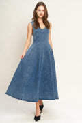 STARS AHEAD DENIM MIDI DRESS