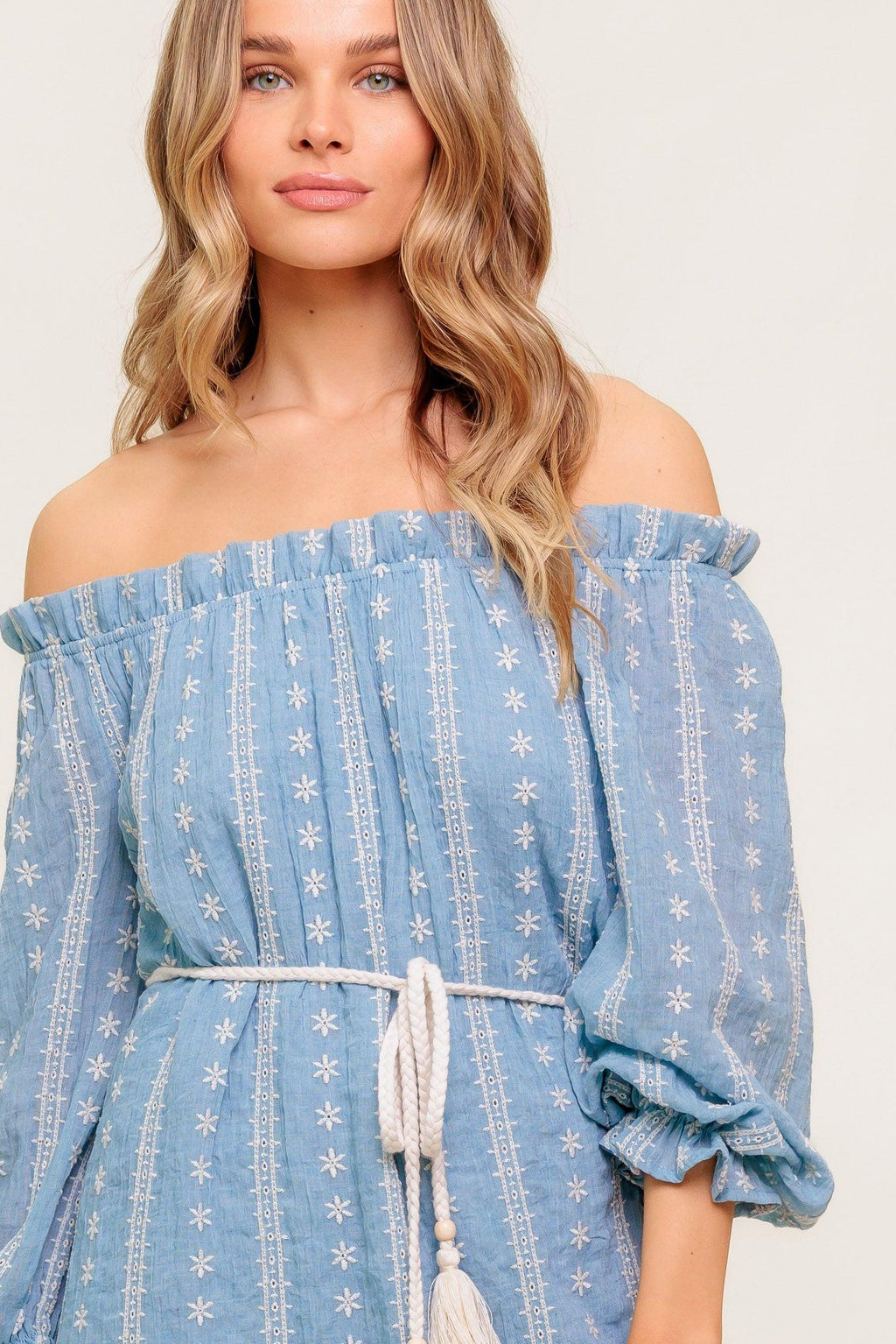 NO MORE CLOUDY SKIES WOVEN MINI DRESS