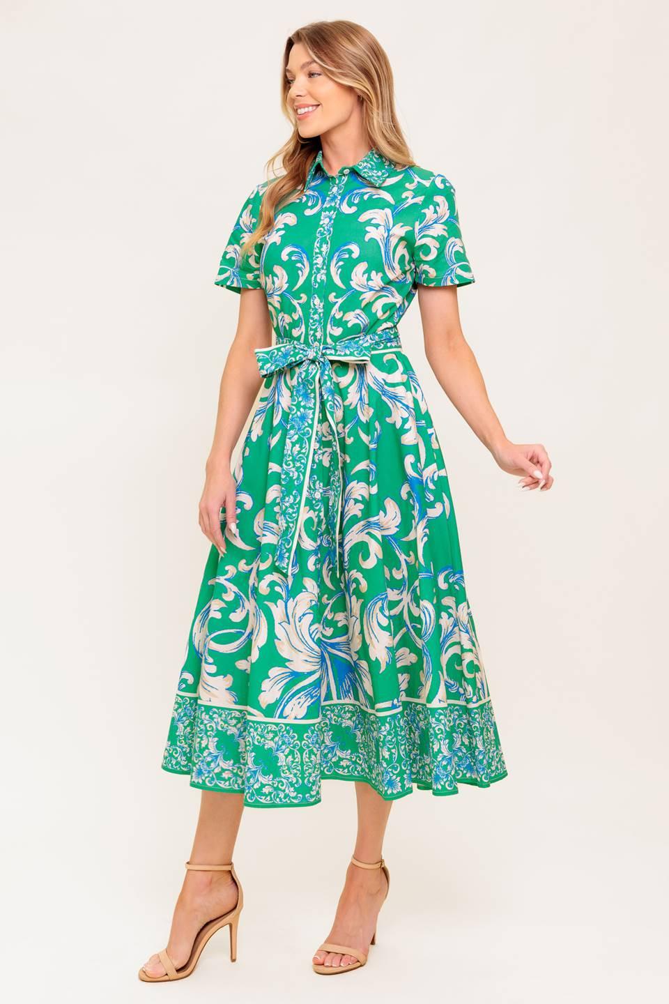 SUMMER BOUQUET WOVEN MIDI DRESS