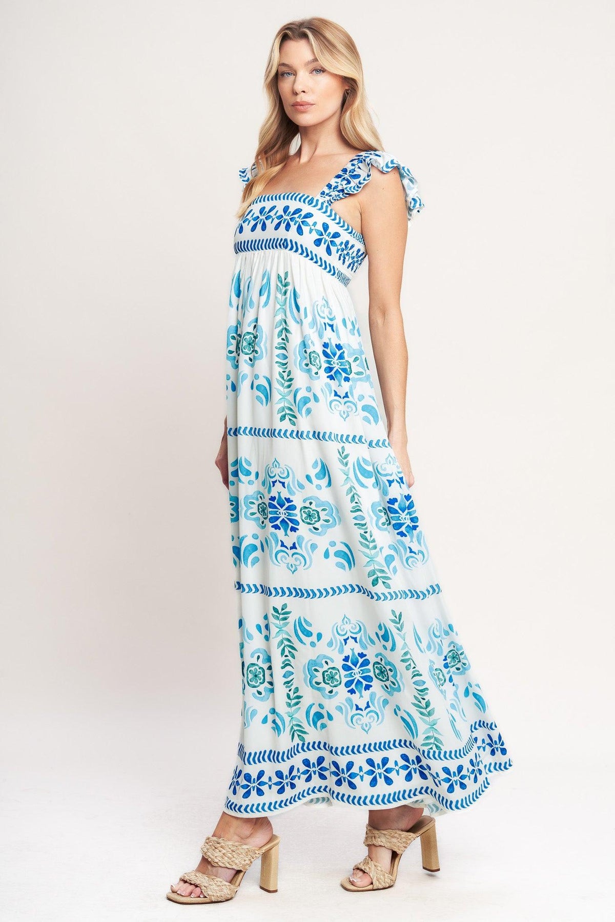 WALKING ON THE COAST WOVEN MAXI DRESS
