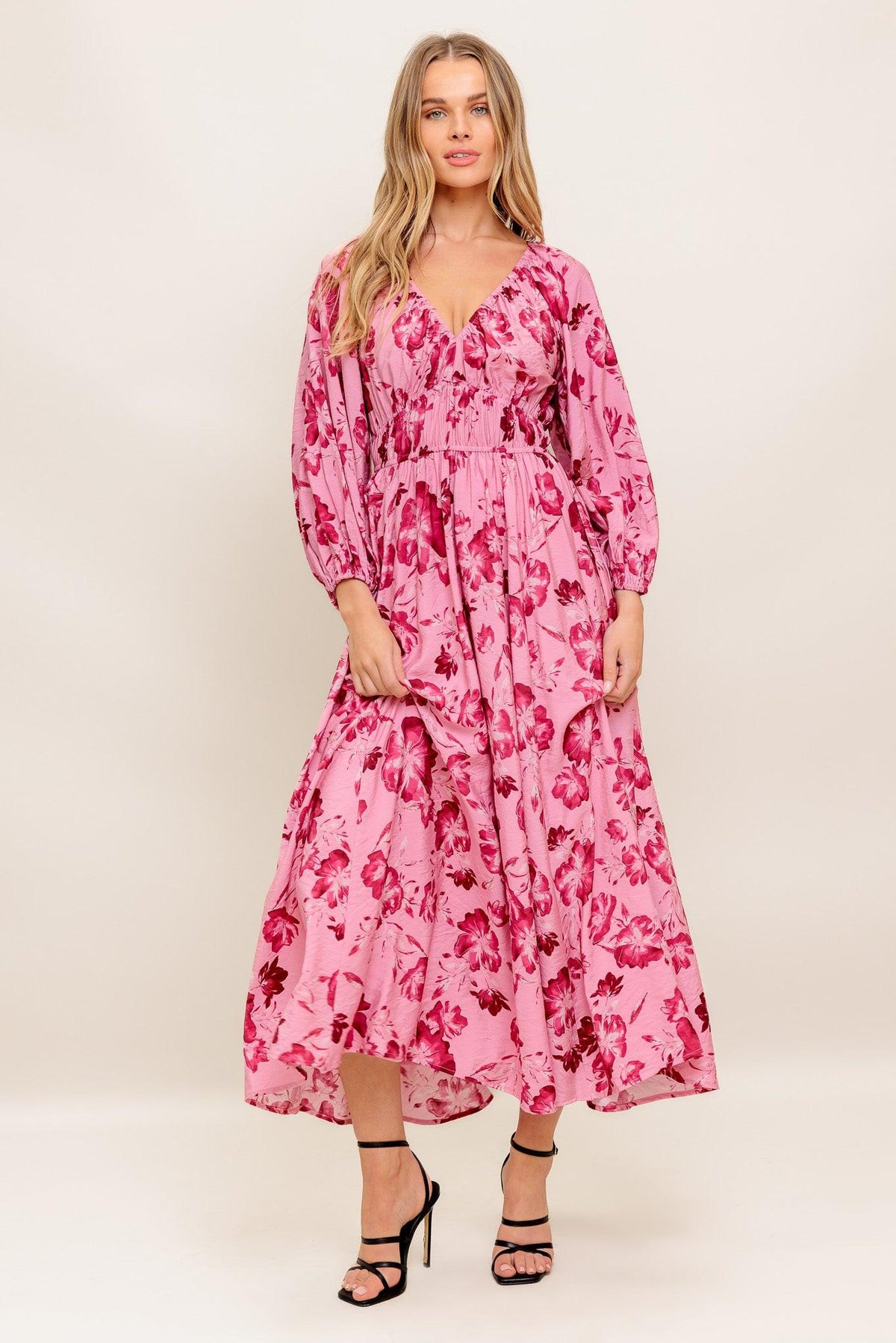 HONEY BUN MOUVE WOVEN MIDI DRESS