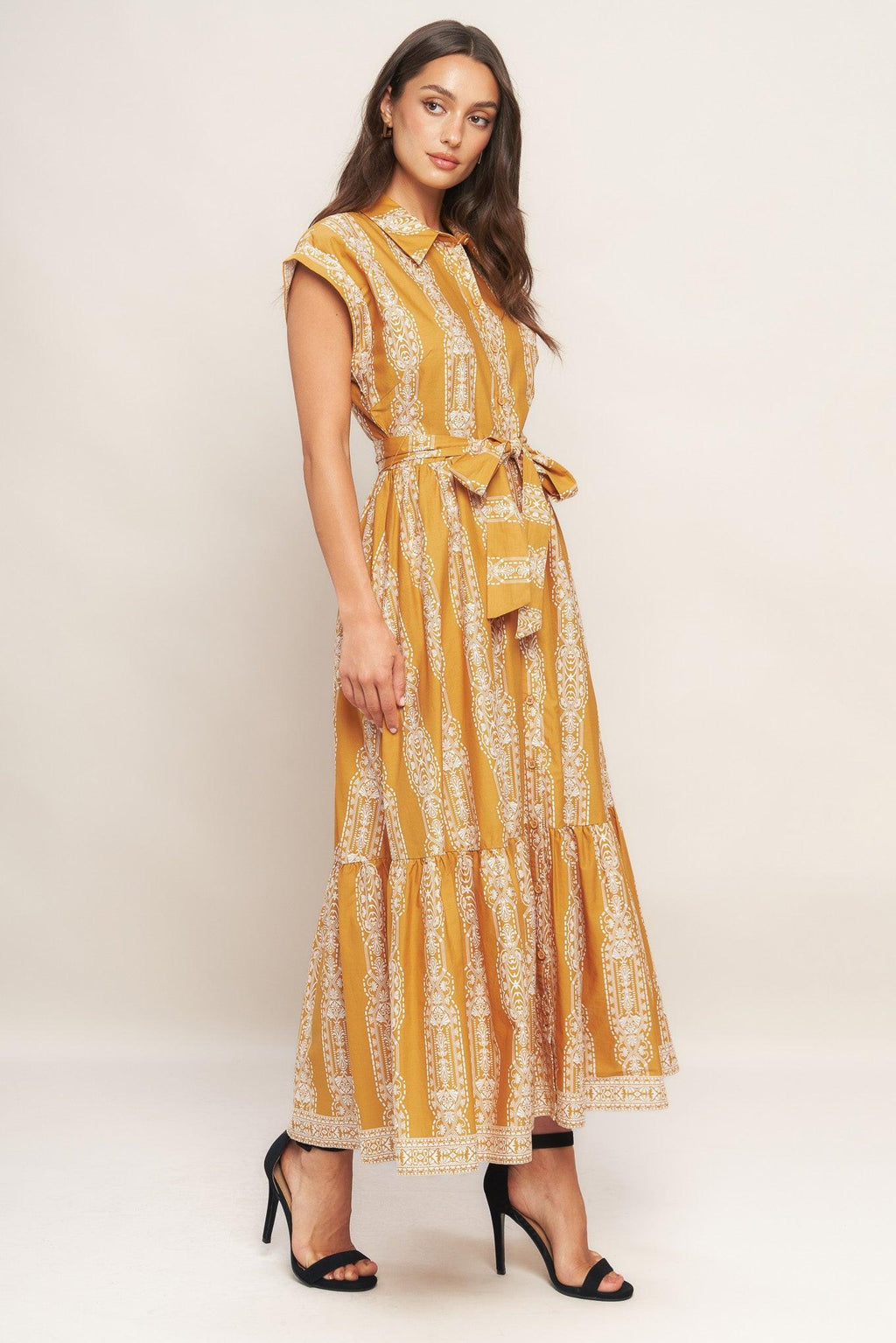 DESERT BLOOM WOVEN MIDI DRESS
