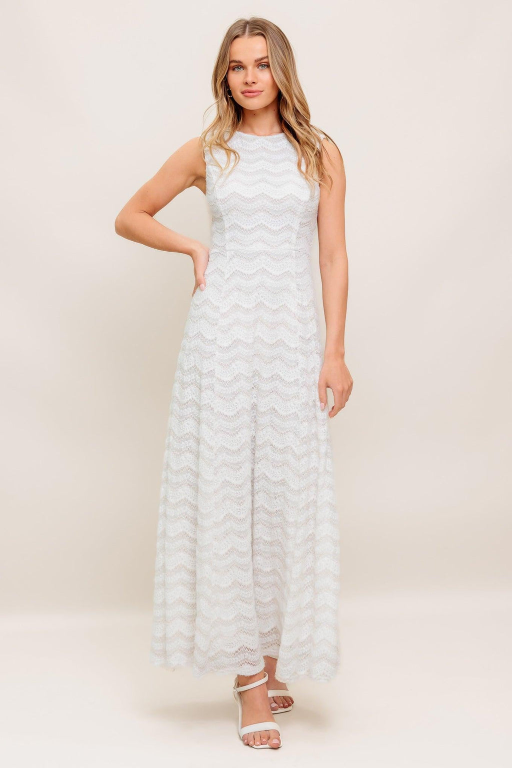HEARTFELT CREAM WOVEN LACE ANKLE DRESS