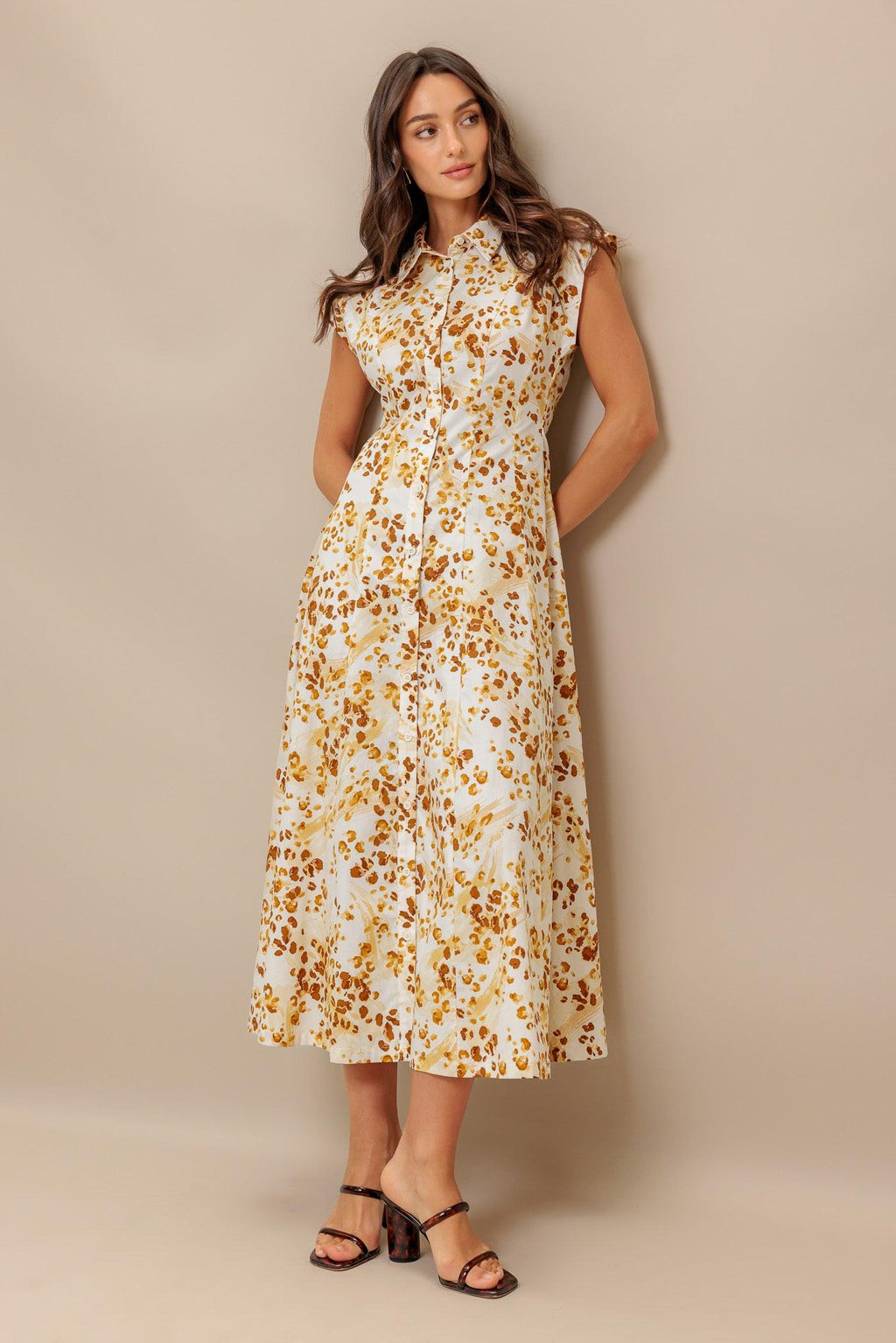 BUTTERCUP KISS WOVEN MIDI DRESS