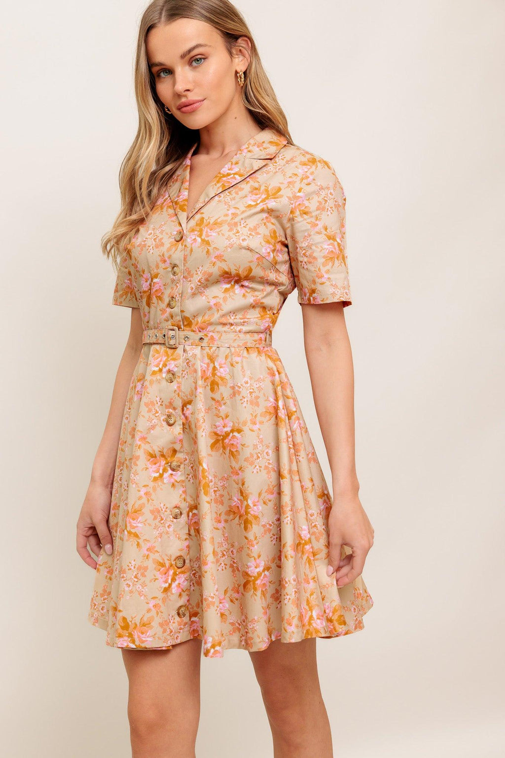 PEACH BLOSSOM WOVEN MINI DRESS