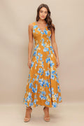 SKYBLOSSOM RUSH WOVEN MIDI DRESS