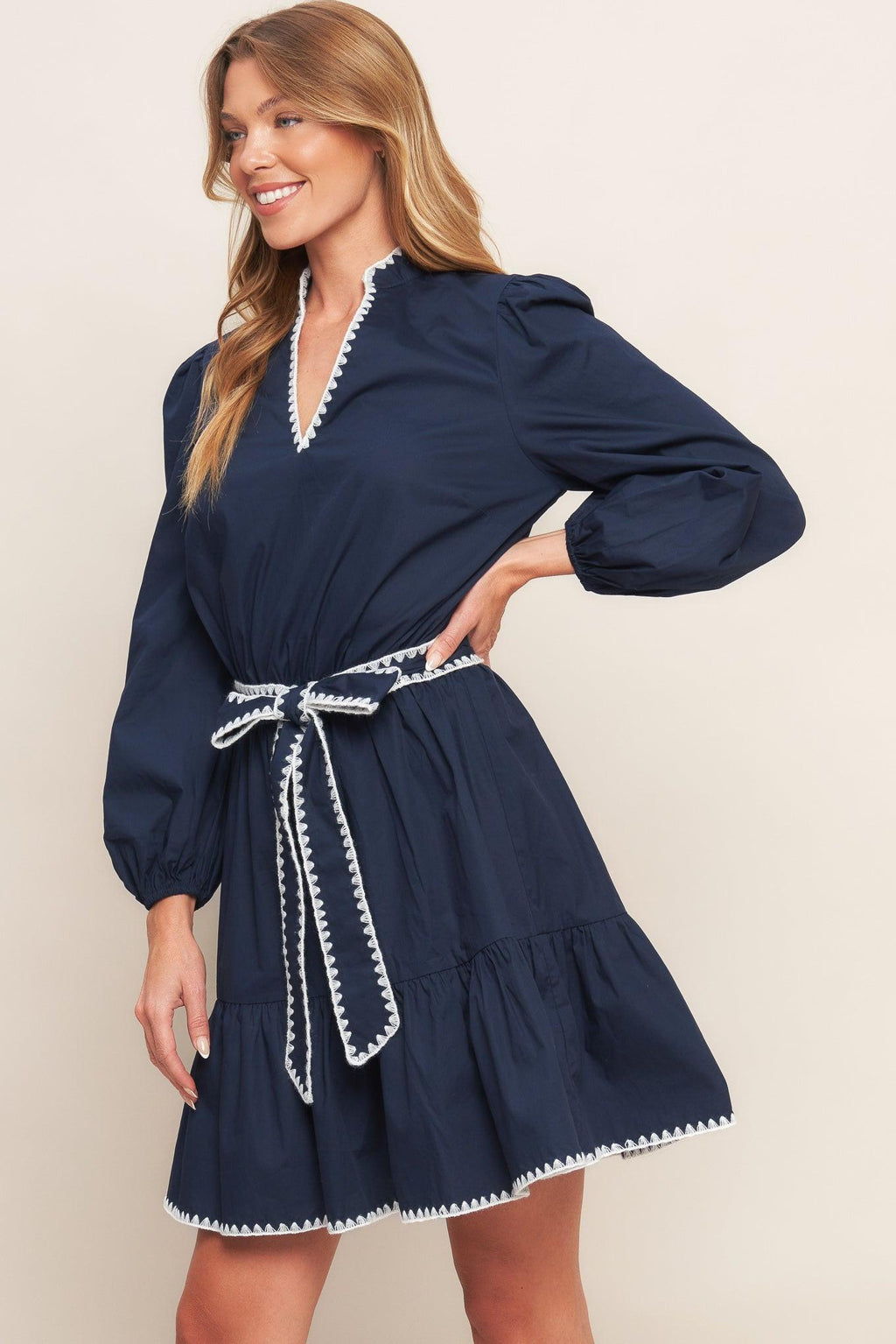 URBAN NOIR NAVY WOVEN MINI DRESS