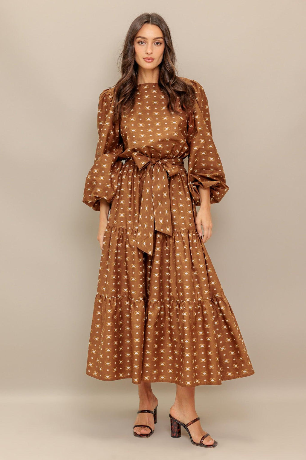 CINNAMON WALTZ WOVEN MIDI DRESS