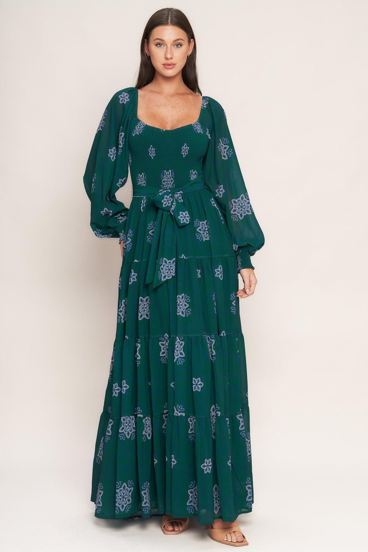 AZURE BOTANIQUE WOVEN MAXI DRESS