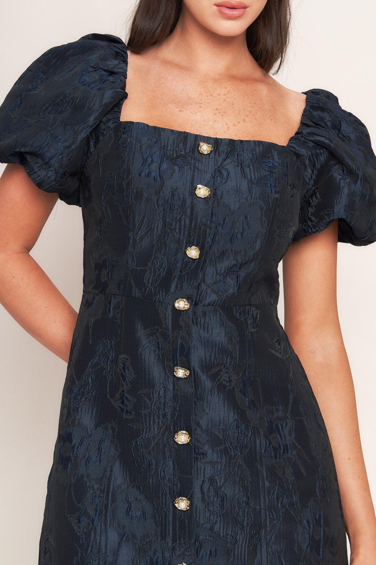 GOLDEN MOON WOVEN MINI DRESS
