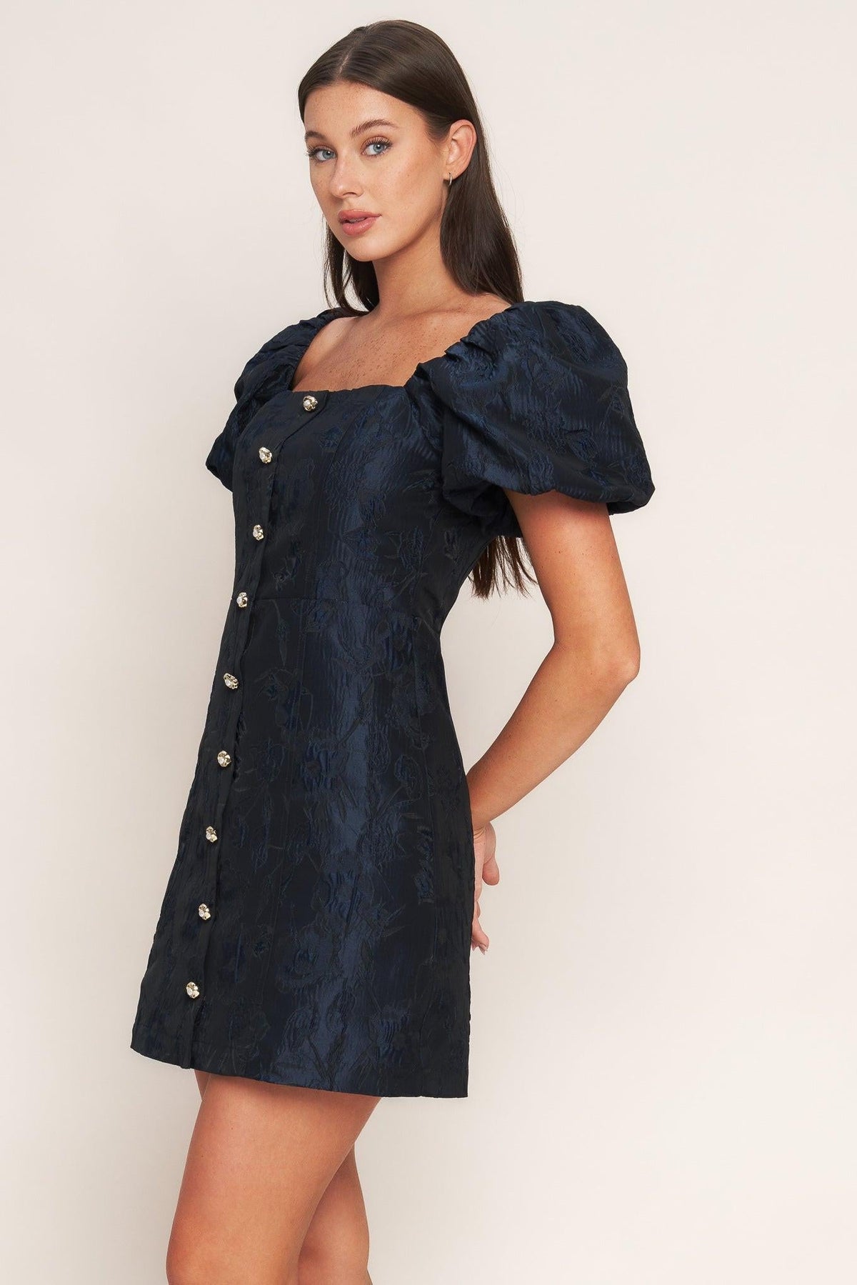 GOLDEN MOON WOVEN MINI DRESS