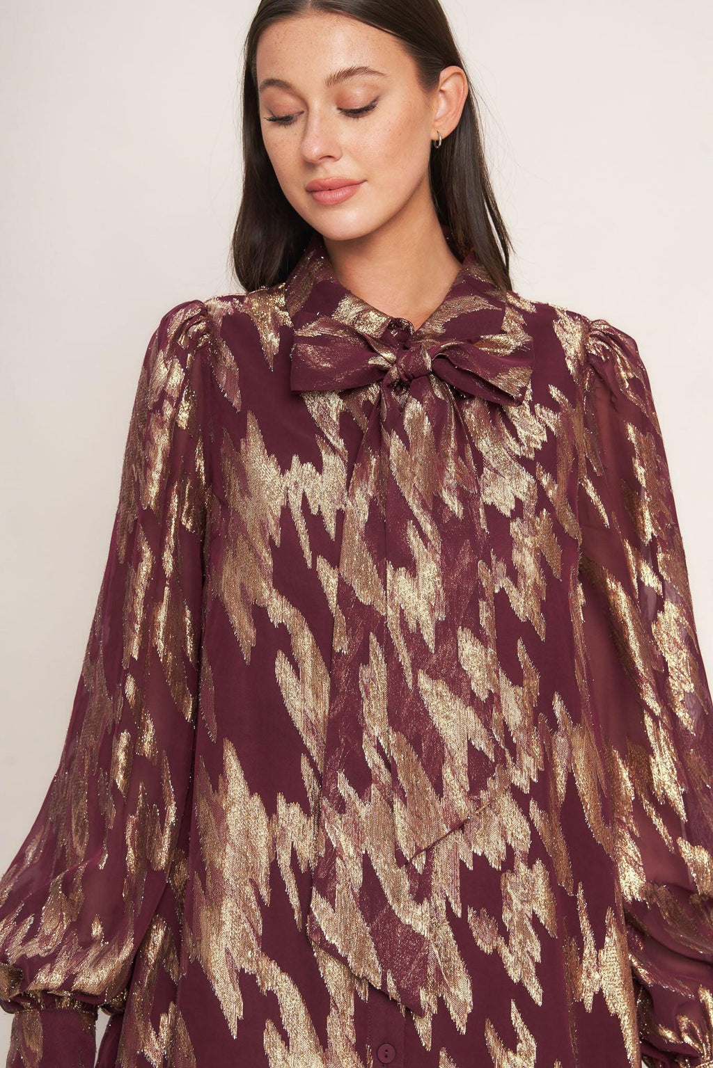 METALLIC MUSE WOVEN MINI DRESS