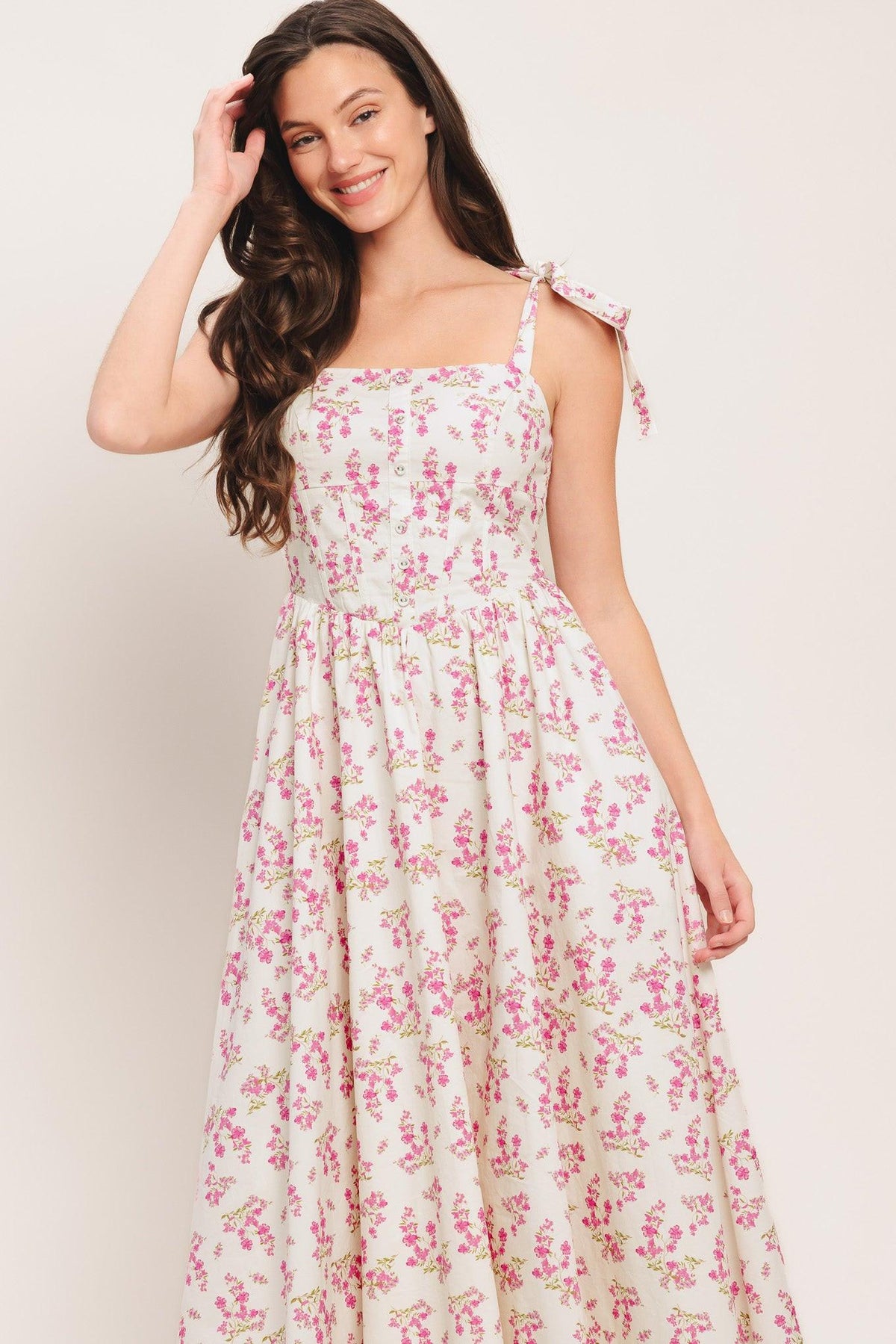 PETALS & PROMISES WOVEN MIDI DRESS