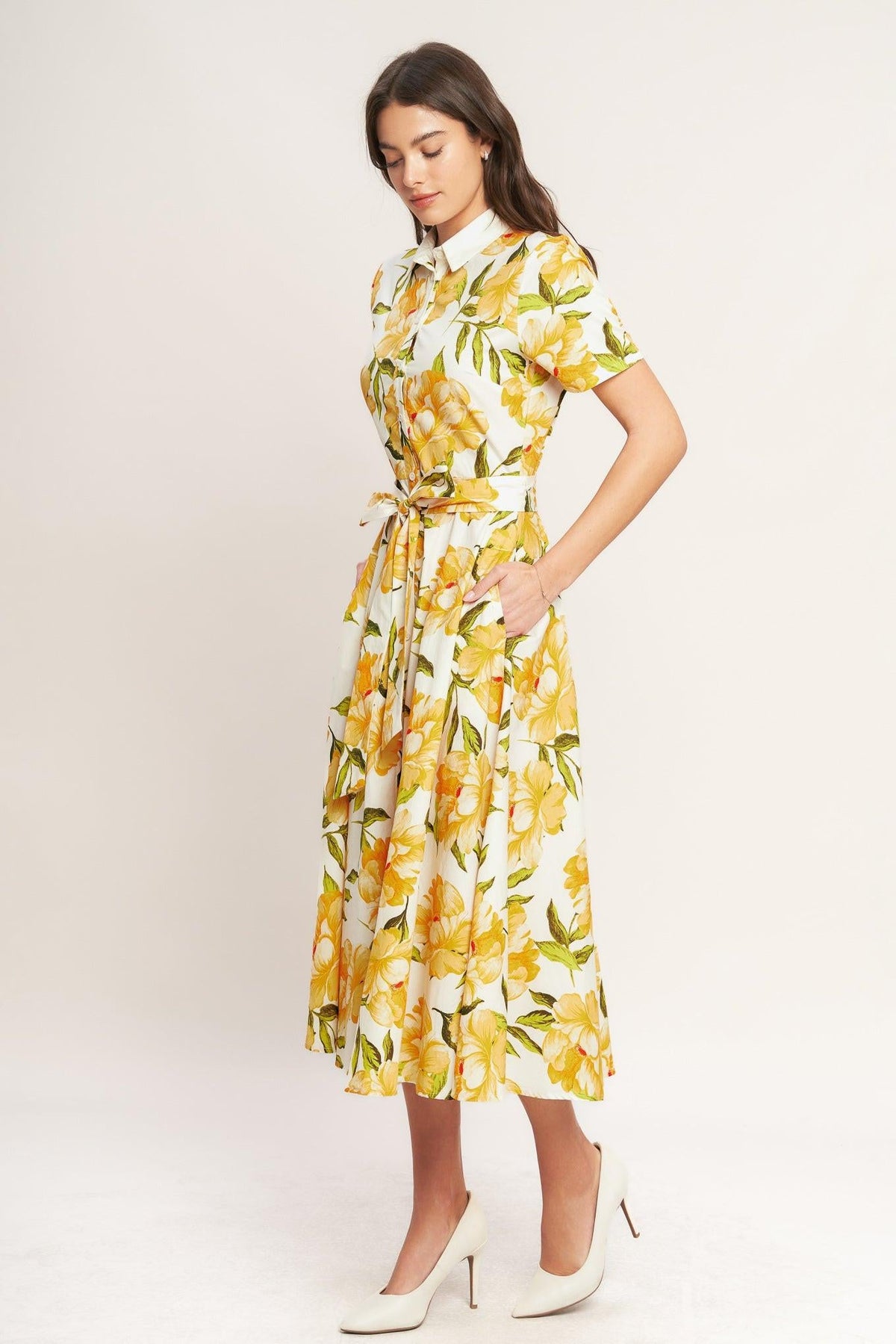 UPLIFTING PALETTE WOVEN MIDI DRESS