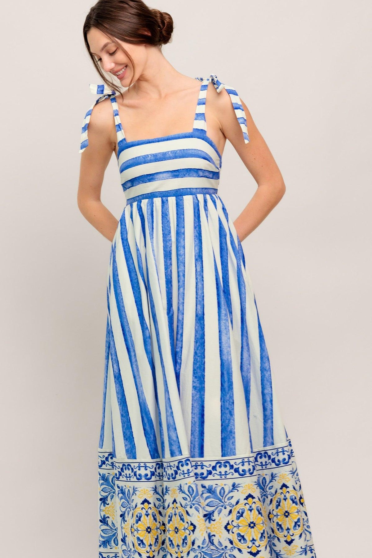 BLUE HORIZON BEAUTY WOVEN MIDI DRESS