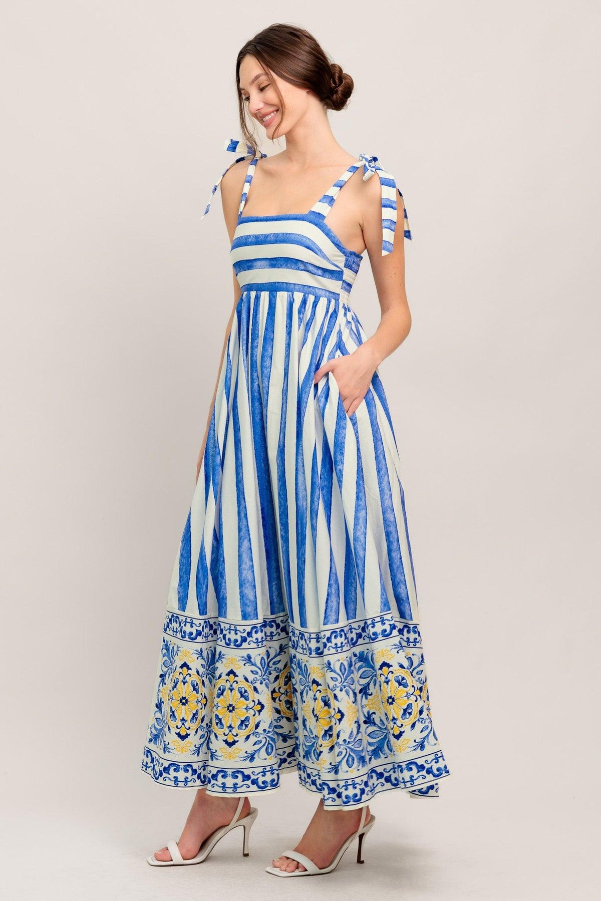 BLUE HORIZON BEAUTY WOVEN MIDI DRESS