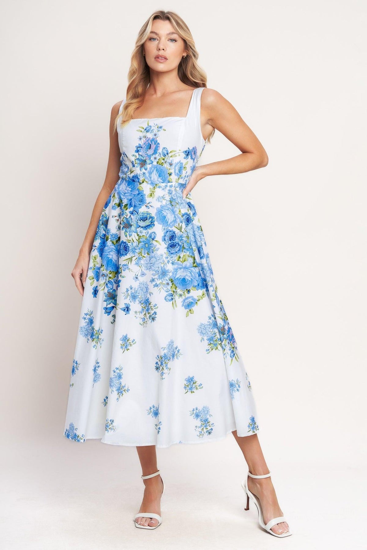 CLASSIC BLOOM DAY WOVEN MIDI DRESS