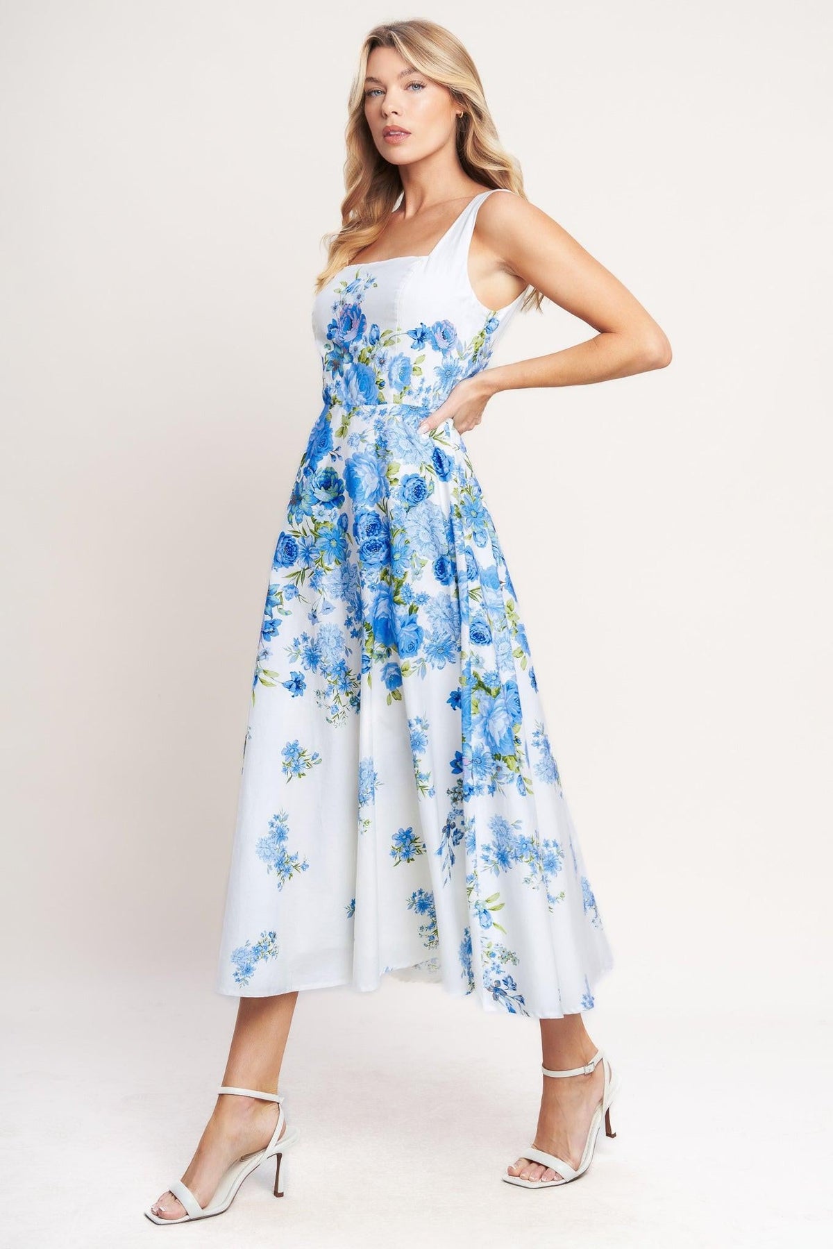 CLASSIC BLOOM DAY WOVEN MIDI DRESS