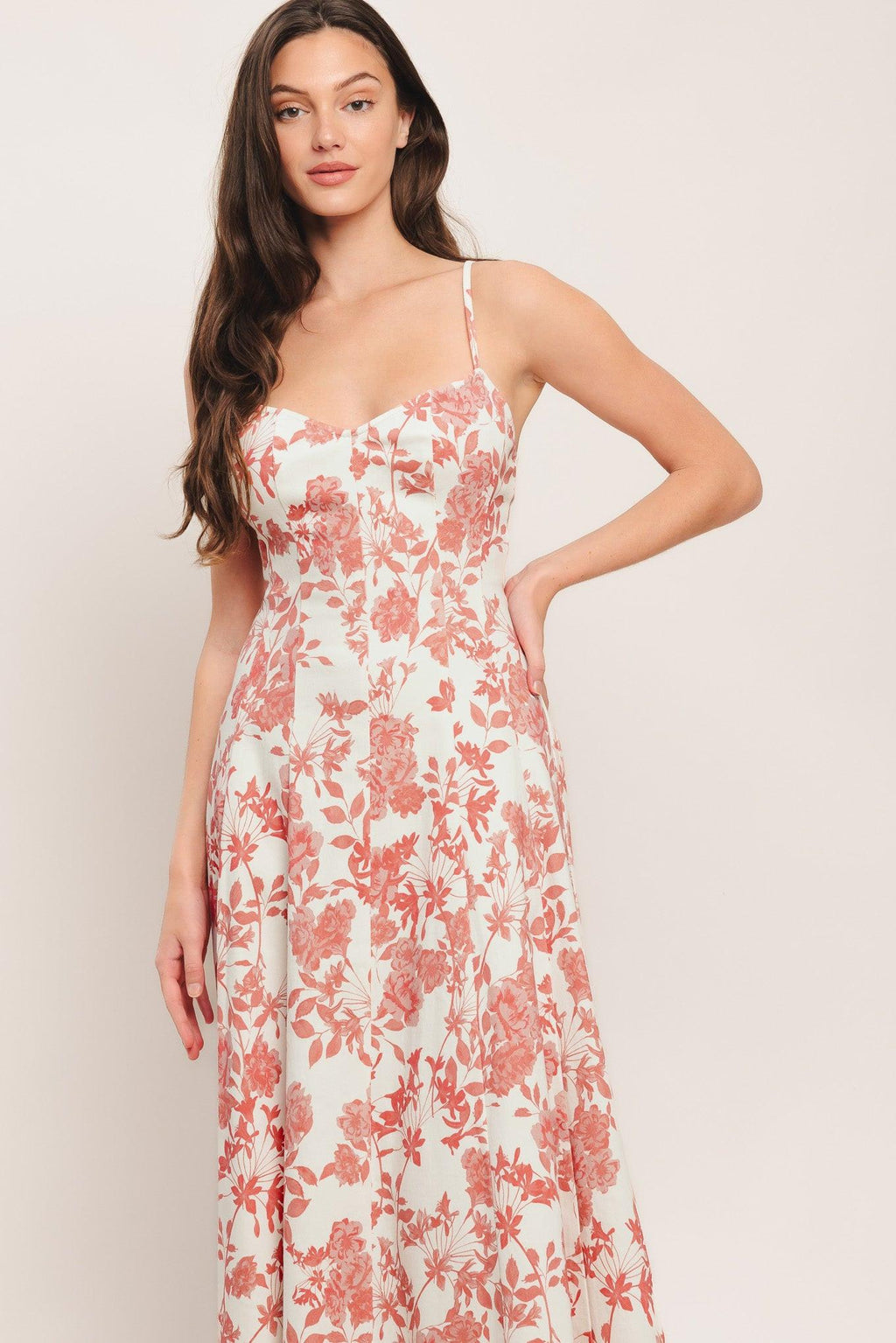 FLORAL HAZE WOVEN MIDI DRESS