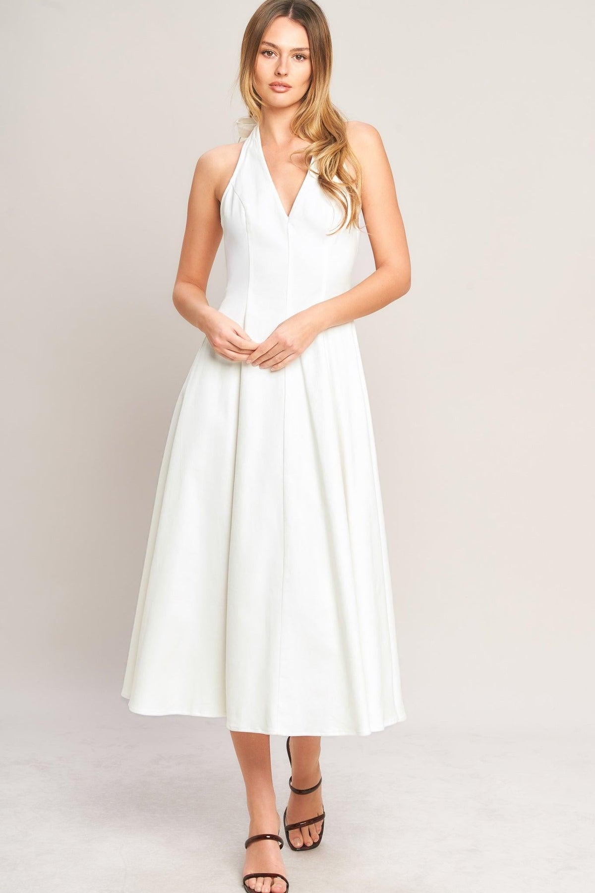 SERENE MOMENT WOVEN MIDI DRESS