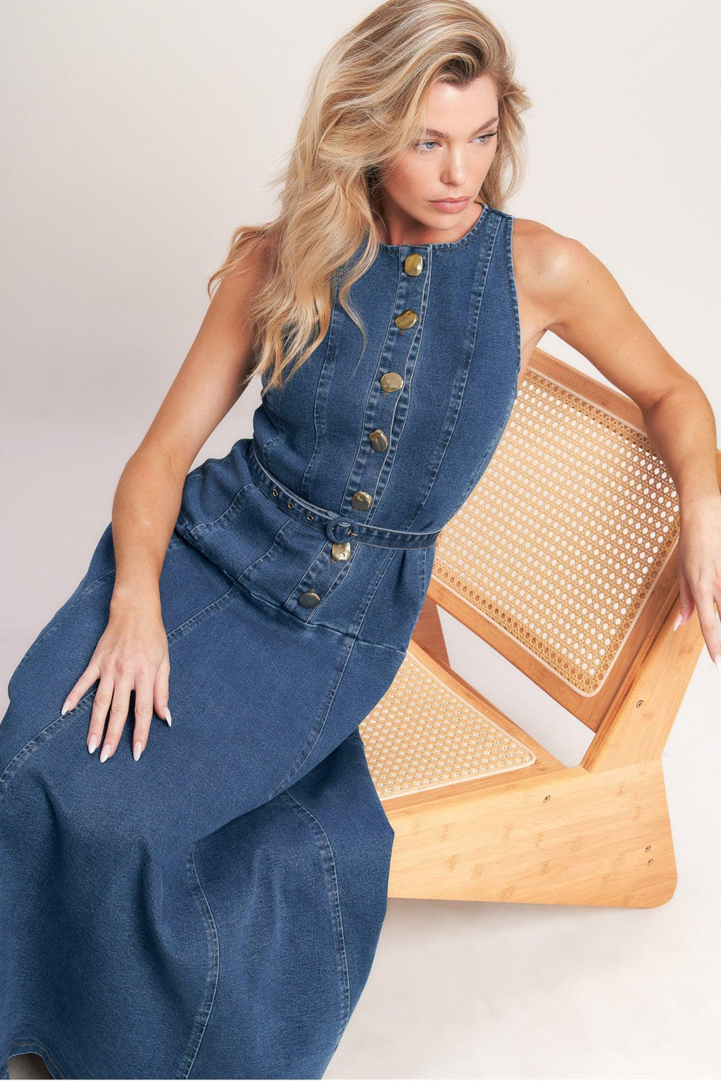 SUNDAY STROLL DENIM MIDI DRESS