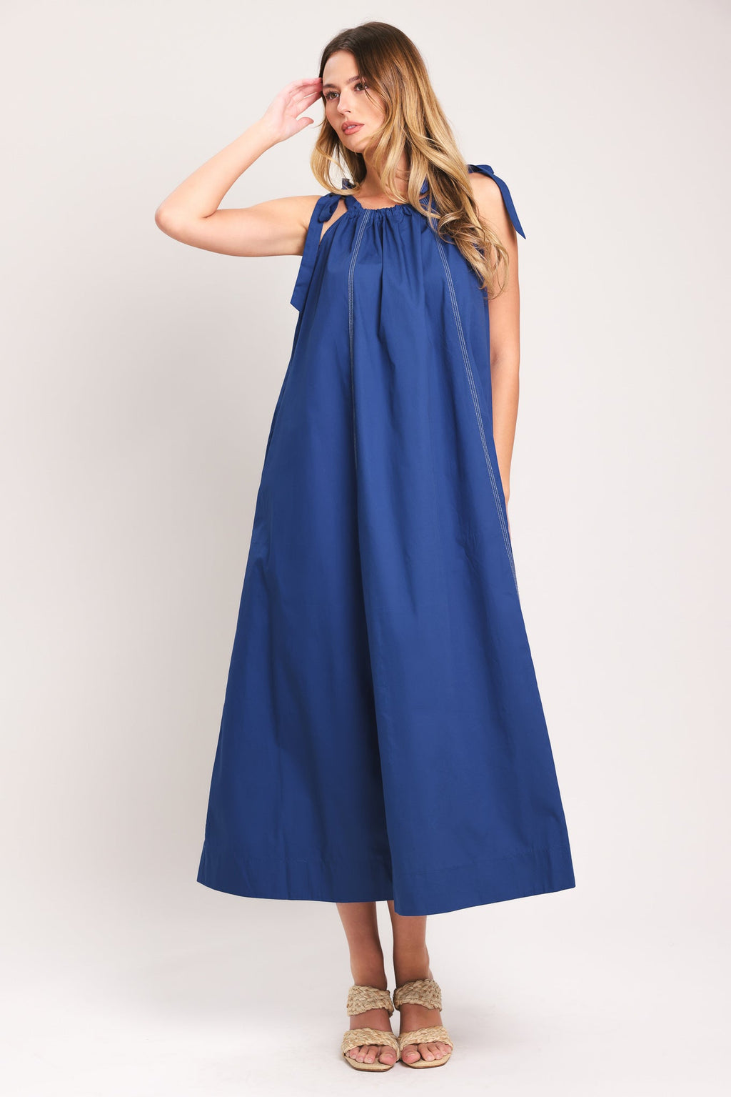COASTAL EASE WOVEN MIDI DRESS