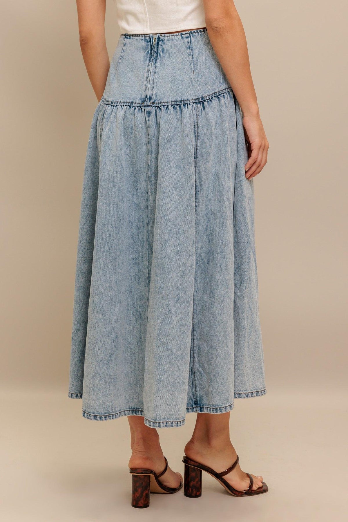 AMERICAN BLEND DENIM MIDI SKIRT