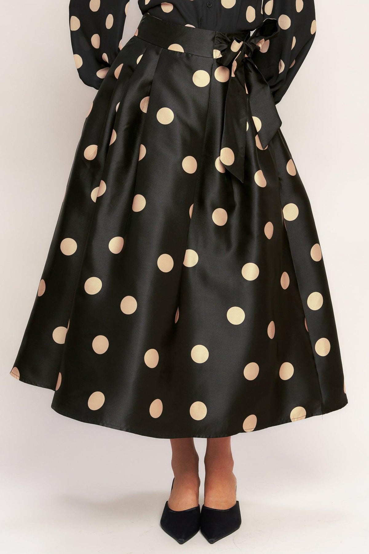 MOONLIGHT DOTS WOVEN FULL MIDI SKIRT
