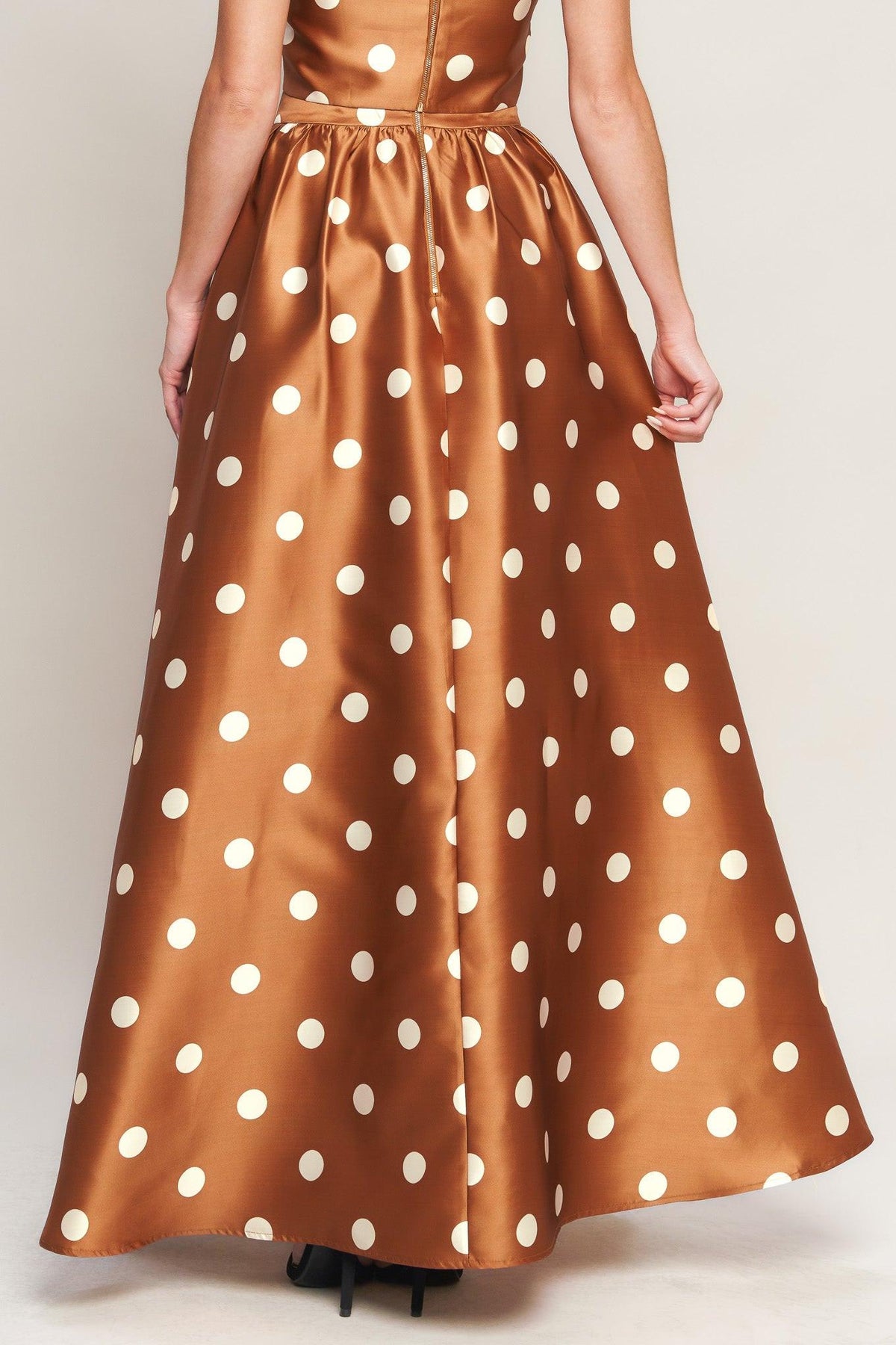 CHIC POLKA FLOW WOVEN FULL MAXI SKIRT