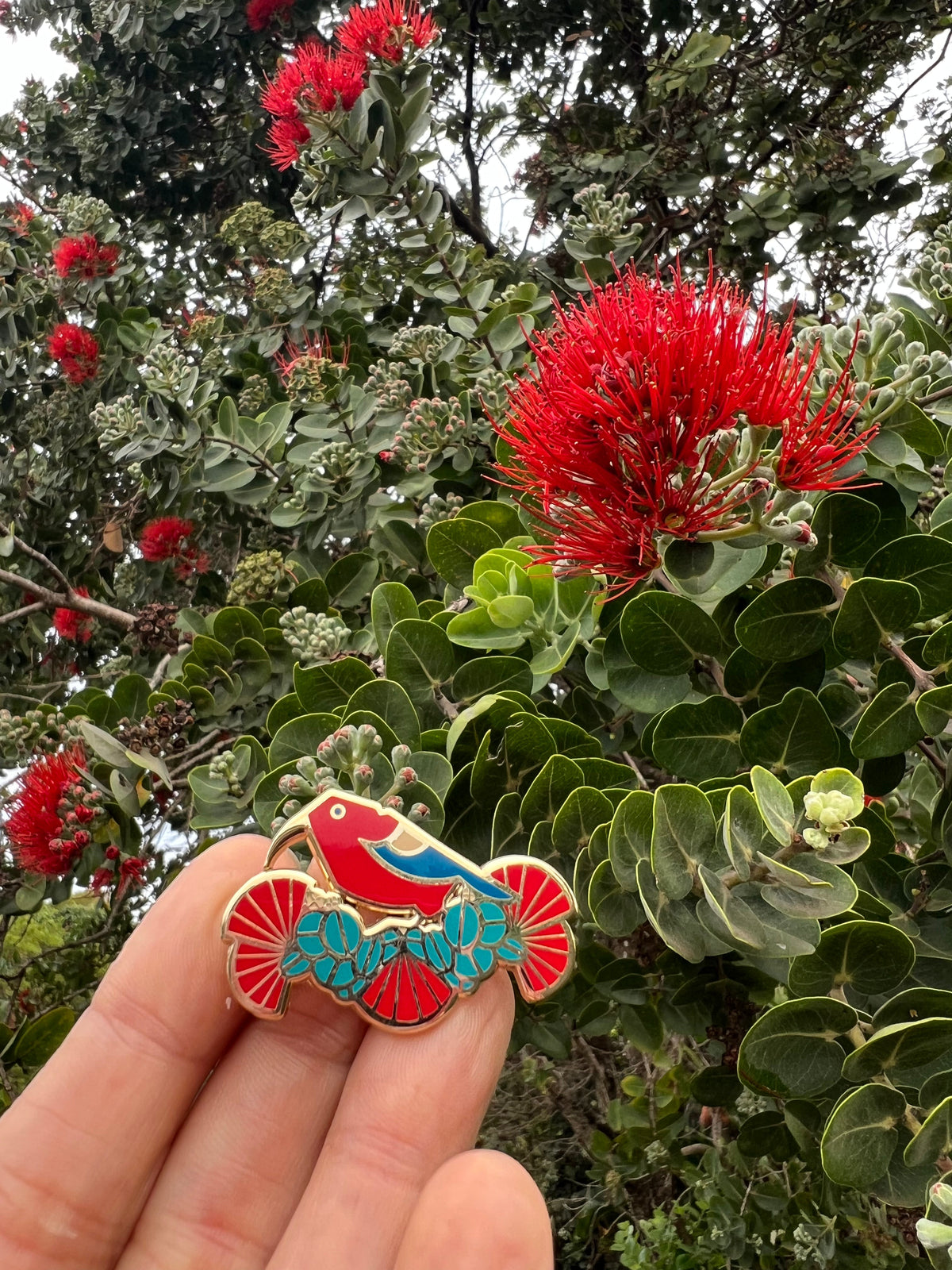 ʻIʻiwi & ‘Ōhiʻa Lehua Enamel Pin
