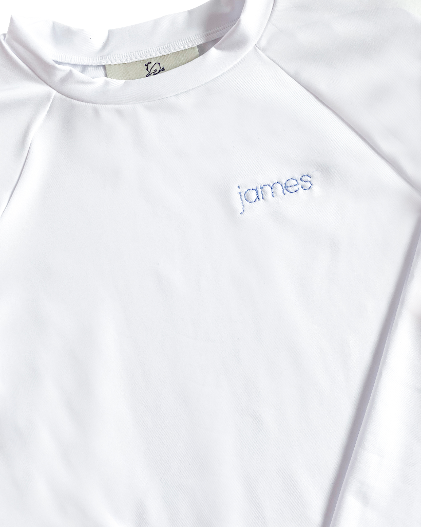Rash Guard Long Sleeve in White- FINAL SALE