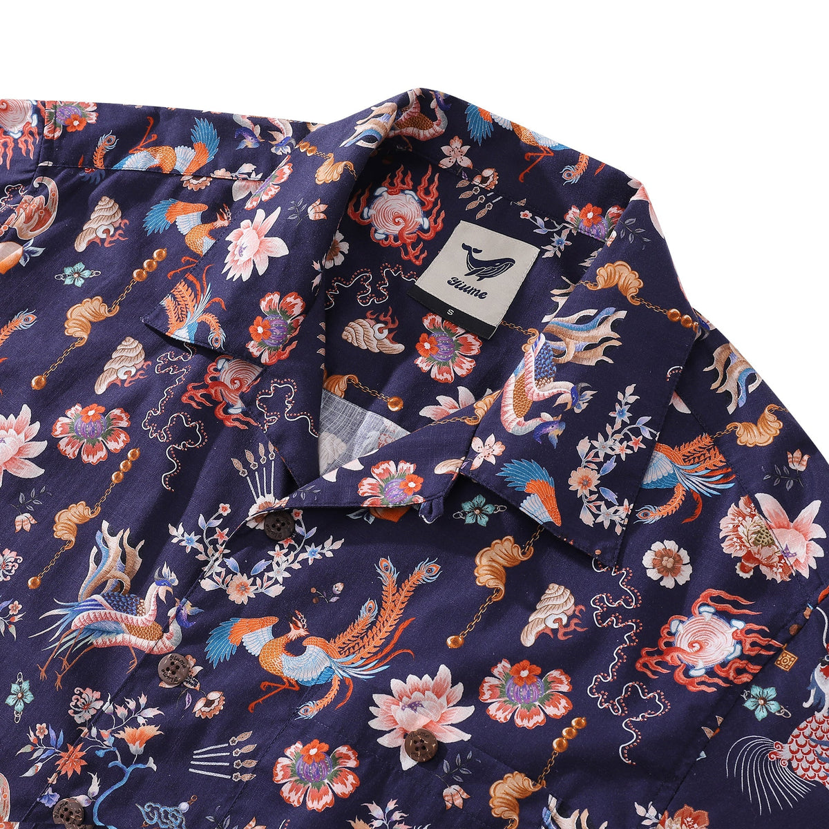 Men's Hawaiian Shirt Chinese Elements Print Cotton Camp Collar Short Sleeve Aloha Shirt By Amy