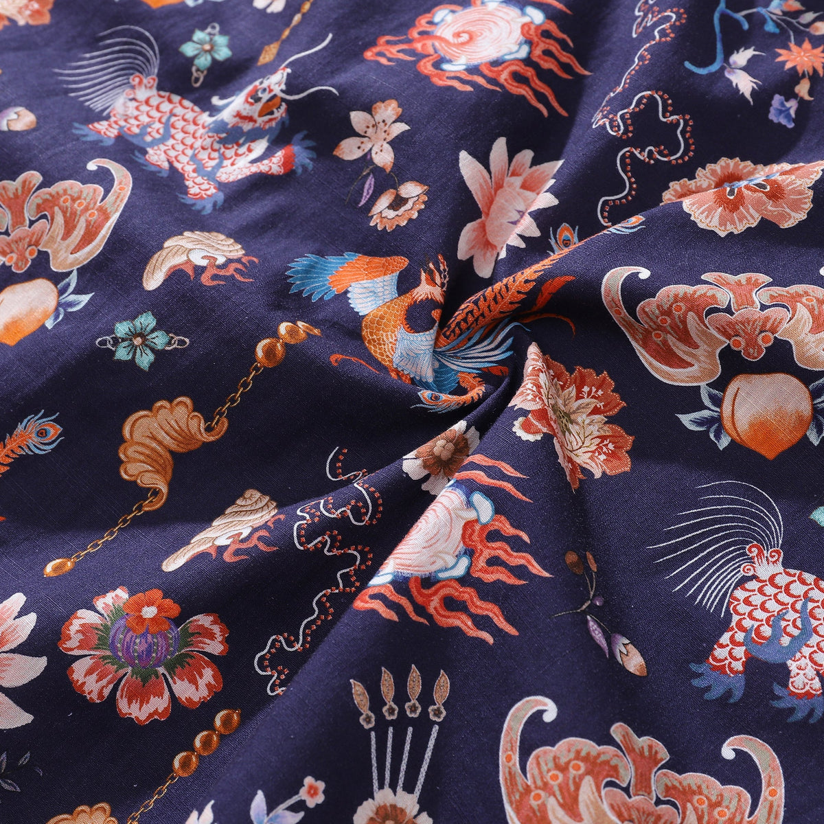 Men's Hawaiian Shirt Chinese Elements Print Cotton Camp Collar Short Sleeve Aloha Shirt By Amy