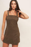 BROWN SUGAR GLOW FAUX SUEDE ROMPER