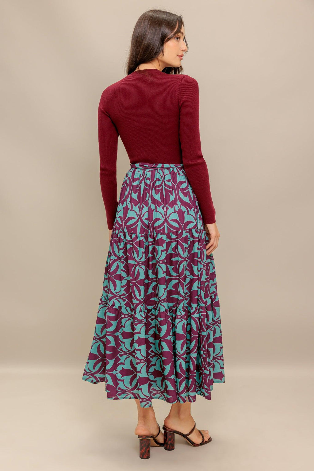 SANGRIA BLOOM WOVEN MIDI DRESS