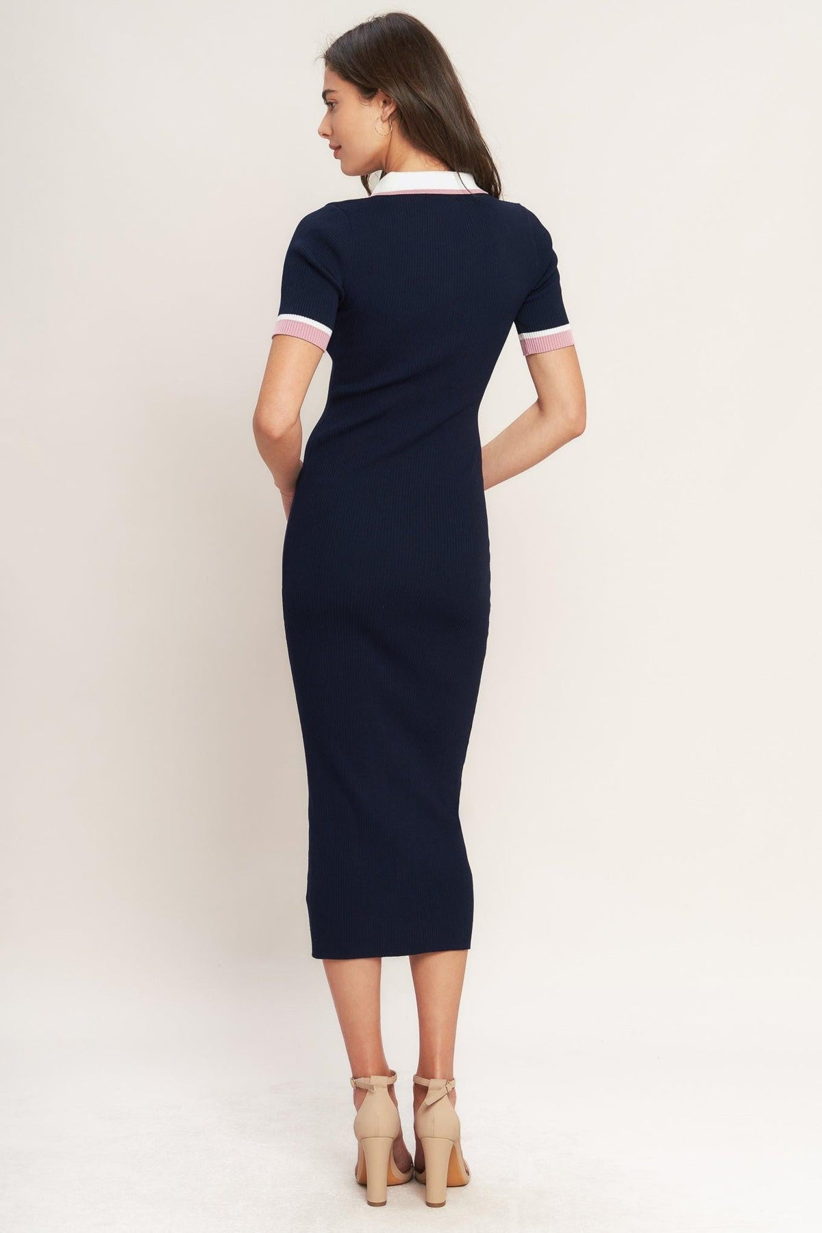 HEELS-READY SILHOUETTE KNIT MIDI DRESS