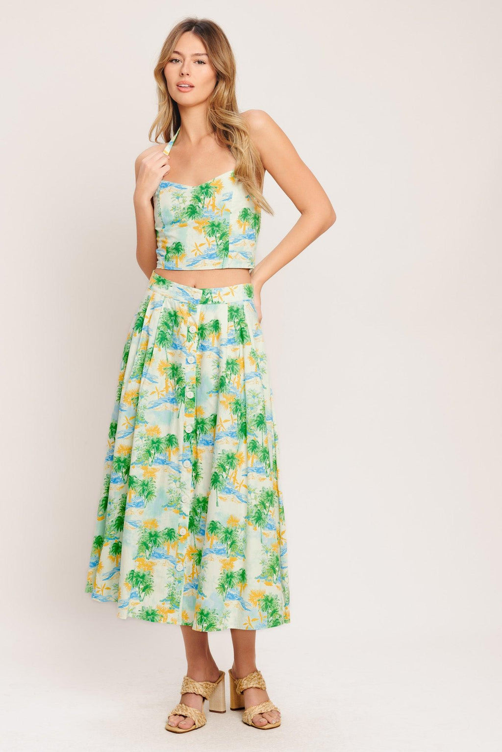 PICTURE PERFECT WOVEN TOP AND SKIRT SET