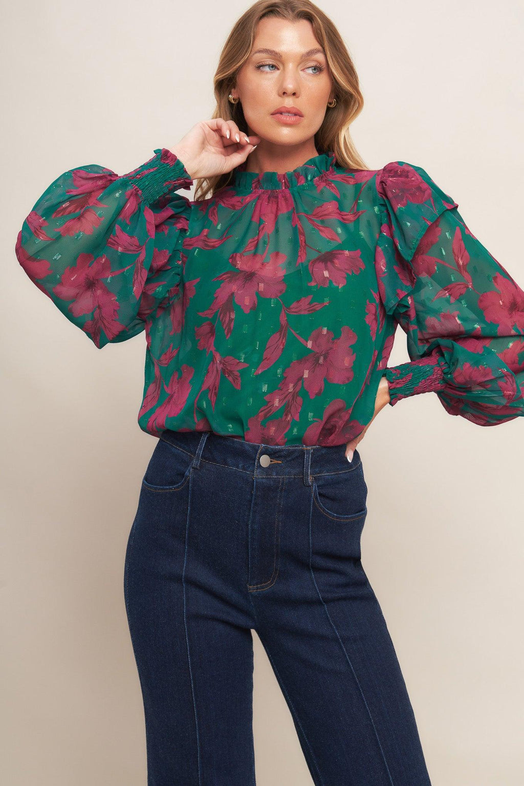 POETIC GARDEN WOVEN TOP