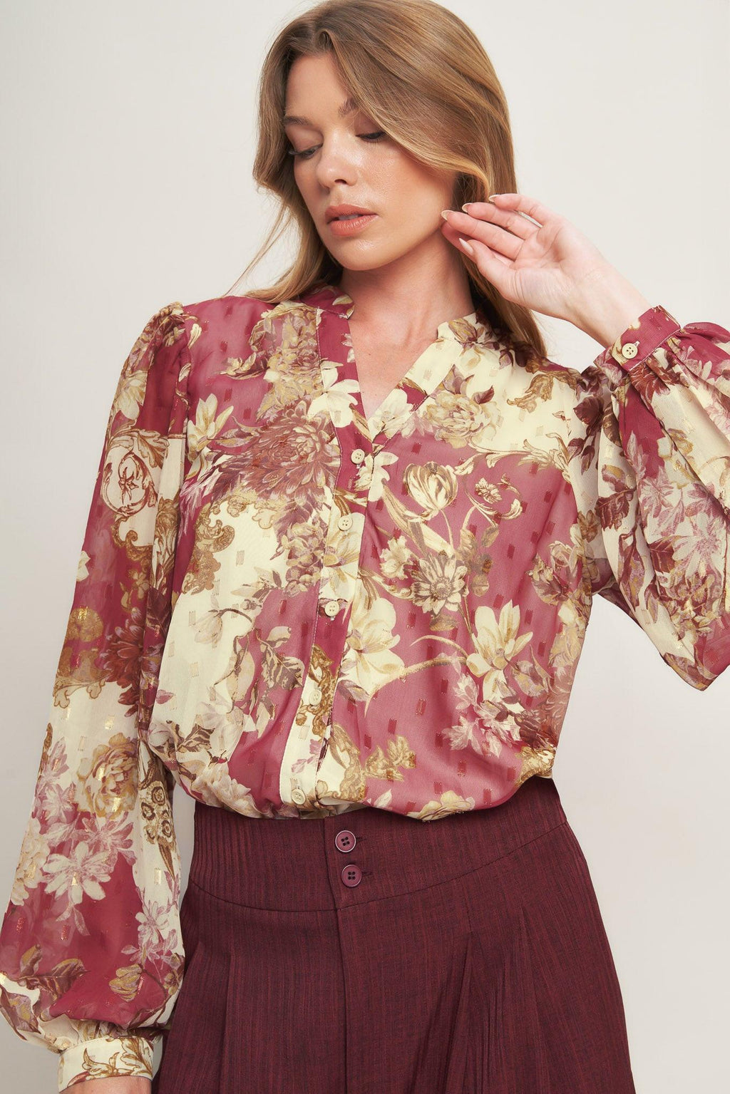 CHATEAU FLORAL WOVEN TOP