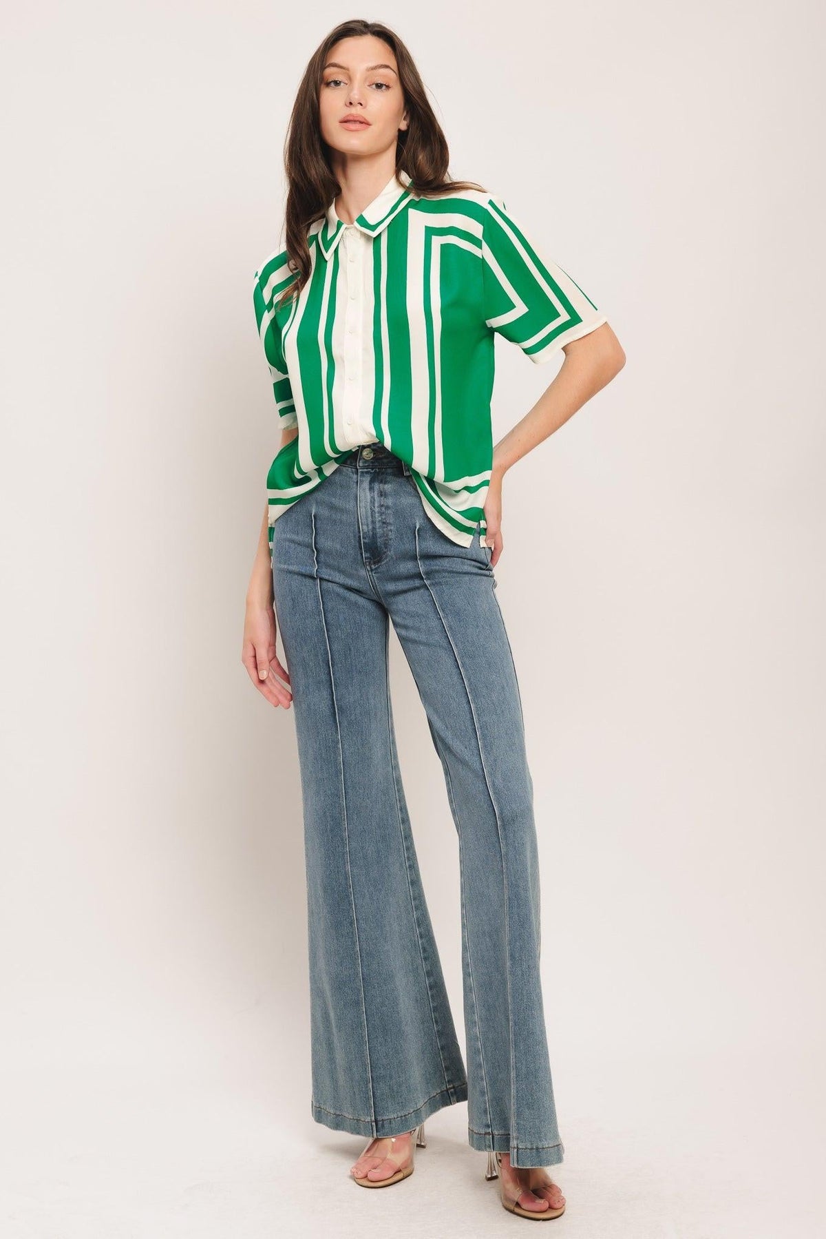 RIVIERA STRIPE WOVEN TOP