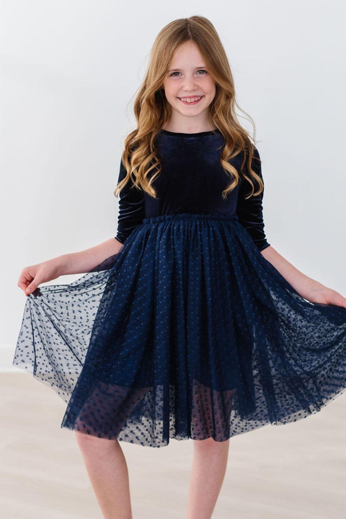 Light Navy Velvet Tutu Dress