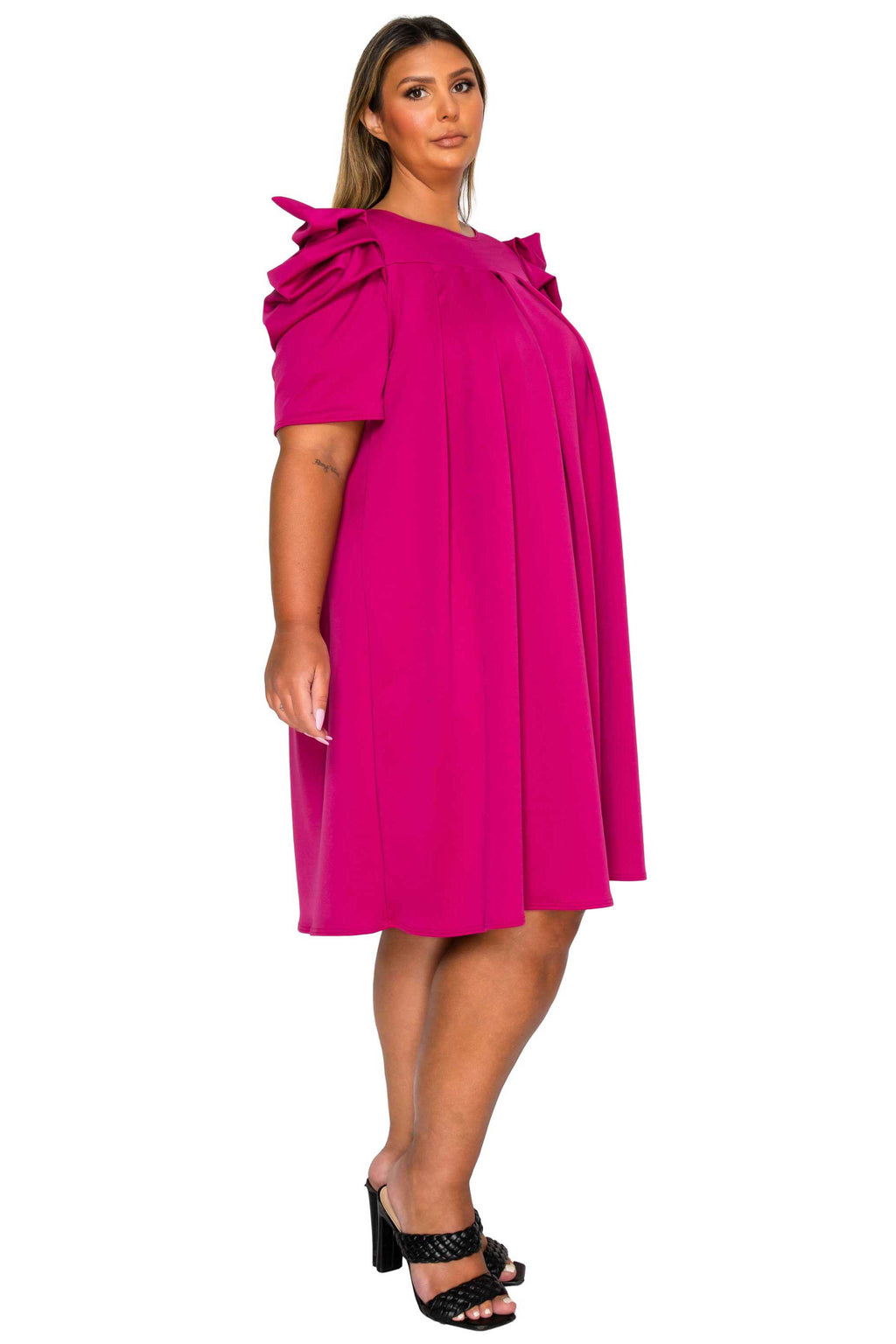Zaya Pleated Swing Dress