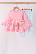 Pink Nutcracker Embroidery Ruffle Pants Set