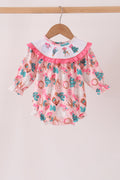 Pink Cowboy Santa Embroidery Ruffle Bubble