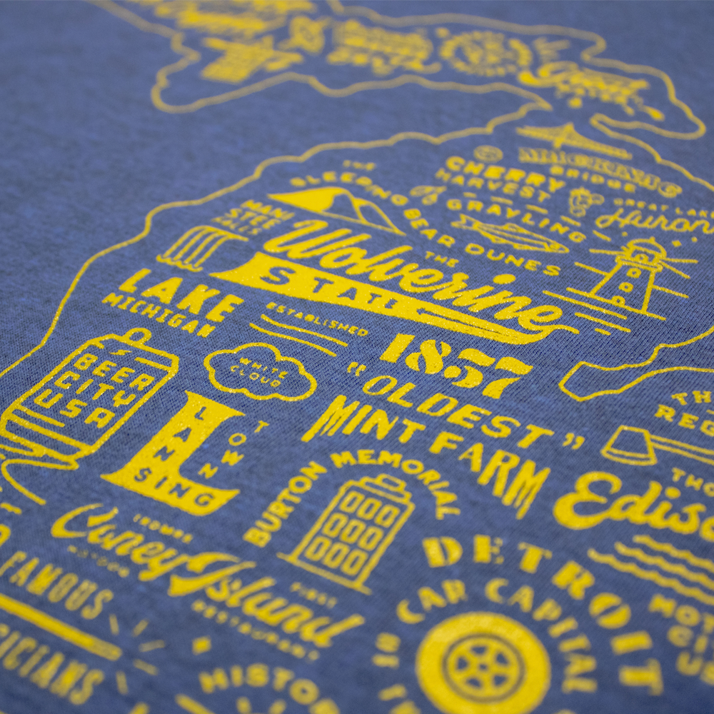 Ladies Relaxed V-Neck Michigan Places - Deep Navy