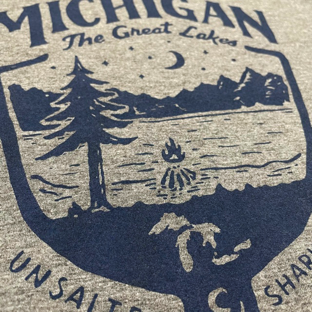 Mens T-Shirt Michigan Shield (Grey)