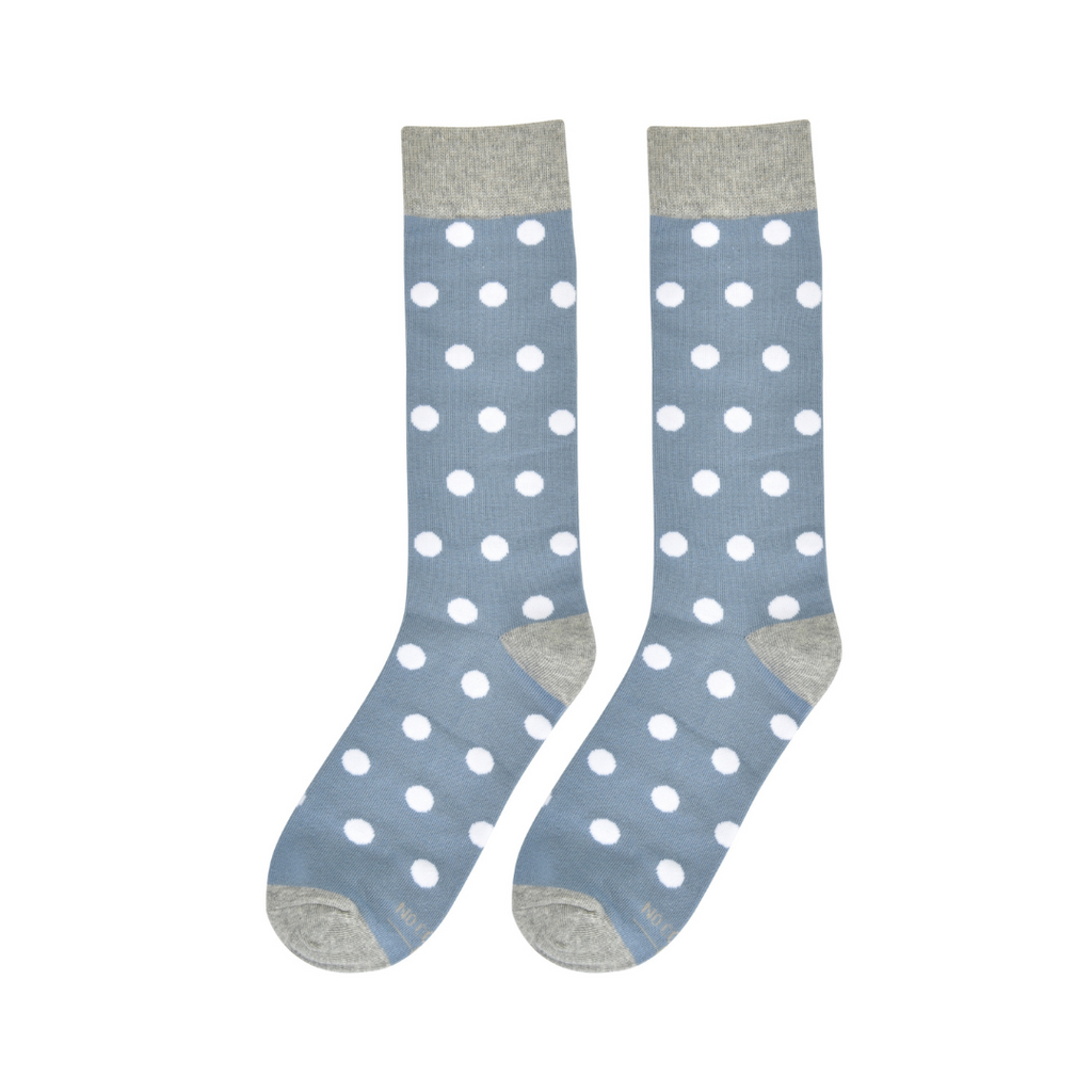 Dusty Blue Socks with White Polka Dot Socks