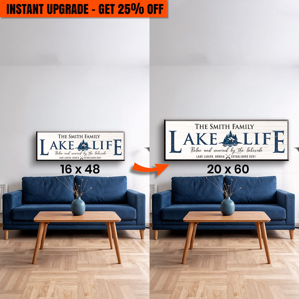 Upgrade Your 48x16 Inches Canvas 'Lake Life' To 60x20 Inches Canvas