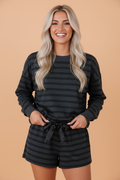 Stripe Long Sleeve Top & Shorts Set
